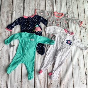 Newborn Baby Girl Sleeper Pajama Bundle